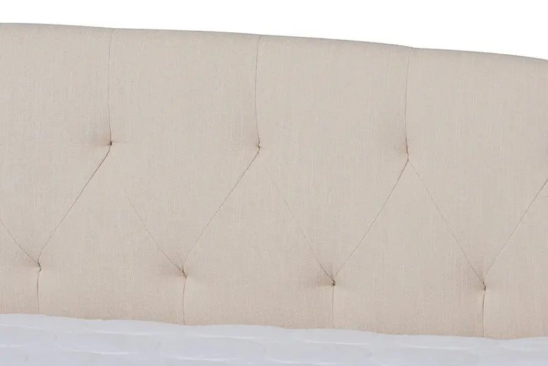 Jayleen Beige Fabric Upholstered Queen Size Daybed w/Trundle Bed iHome Studio