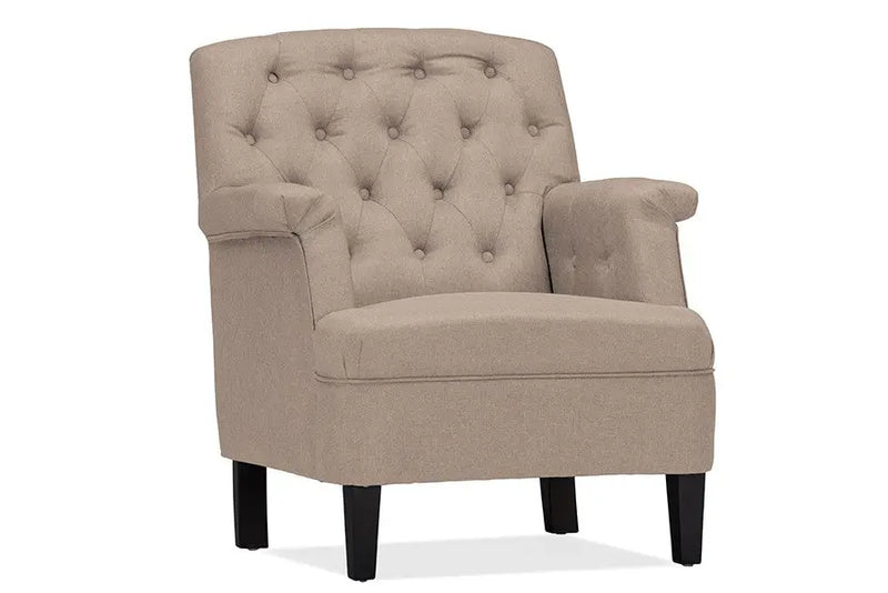Jester Beige Fabric Upholstered Button-tufted Armchair iHome Studio