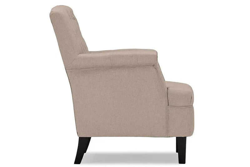 Jester Beige Fabric Upholstered Button-tufted Armchair iHome Studio