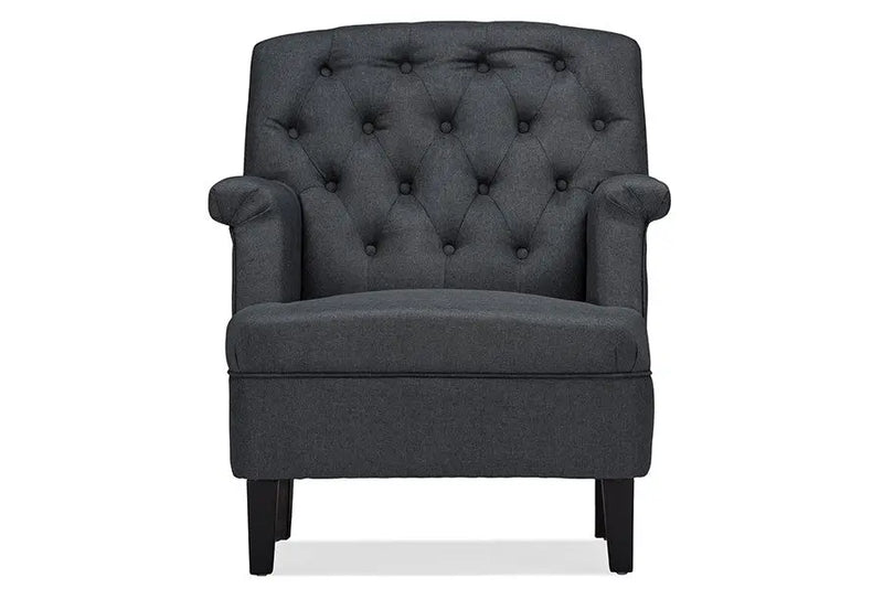 Jester Grey Fabric Upholstered Button-tufted Armchair iHome Studio