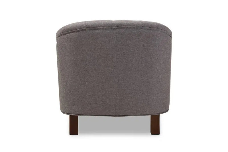 Jilian Light Grey Fabric Upholstered Walnut Wood Button-Tufted Armchair iHome Studio