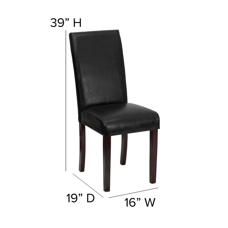 Joanne Traditional Black Faux Leather Upholstered Panel Back Parsons Dining Chair iHome Studio