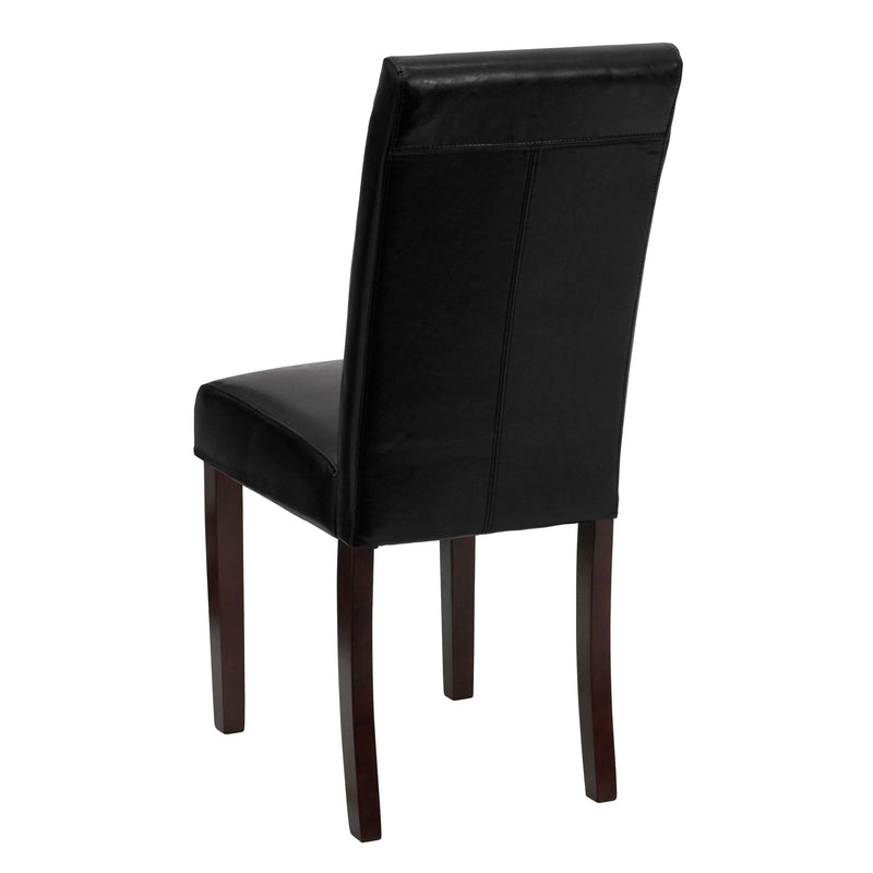 Joanne Traditional Black Faux Leather Upholstered Panel Back Parsons Dining Chair iHome Studio