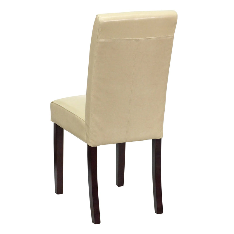 Joanne Traditional Ivory Faux Leather Upholstered Panel Back Parsons Dining Chair iHome Studio