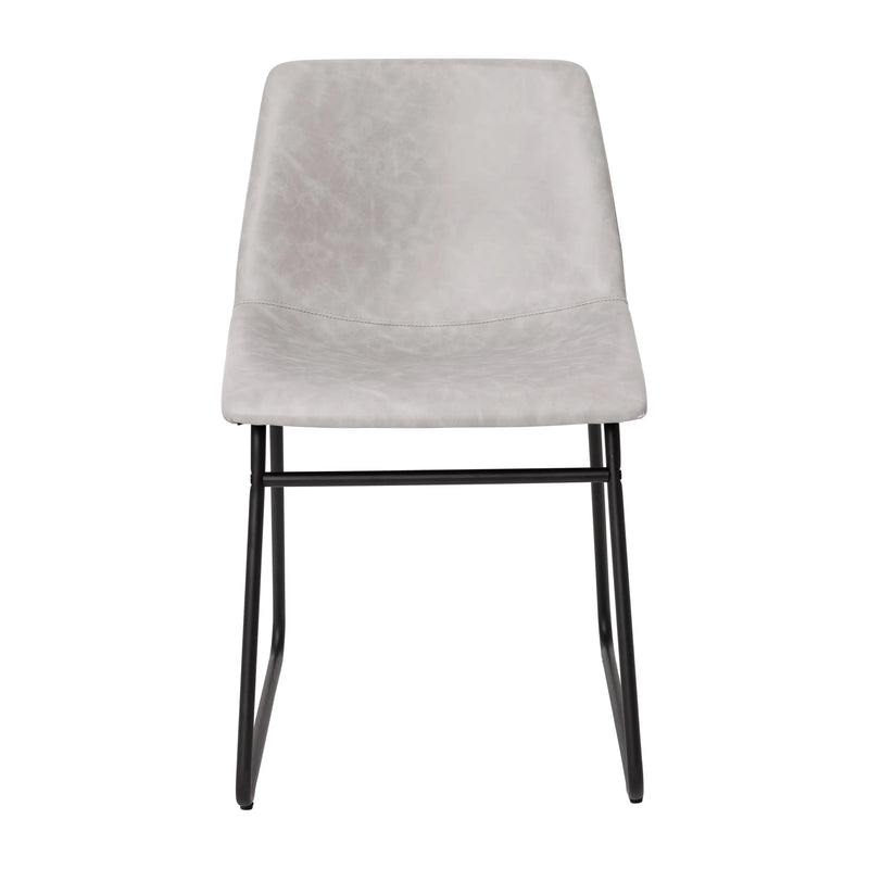 Johnson Mid-Back Dining Chair, Light Gray Faux Leather/Black Frame, Set of 2 iHome Studio