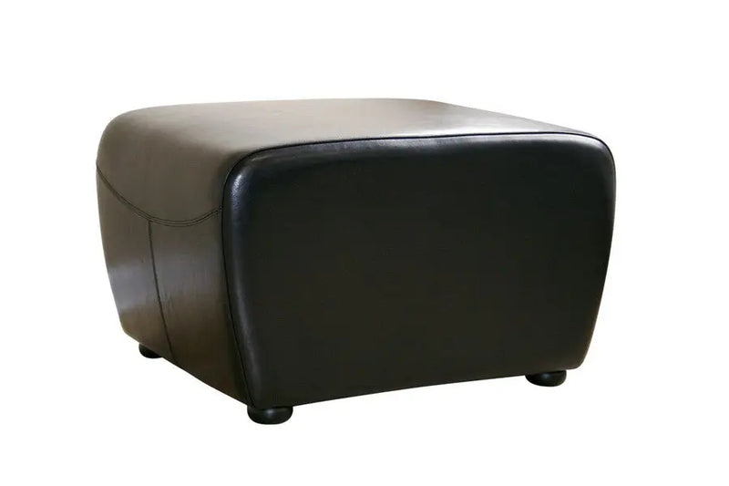 Julian Black Leather Ottoman w/Rounded Sides iHome Studio