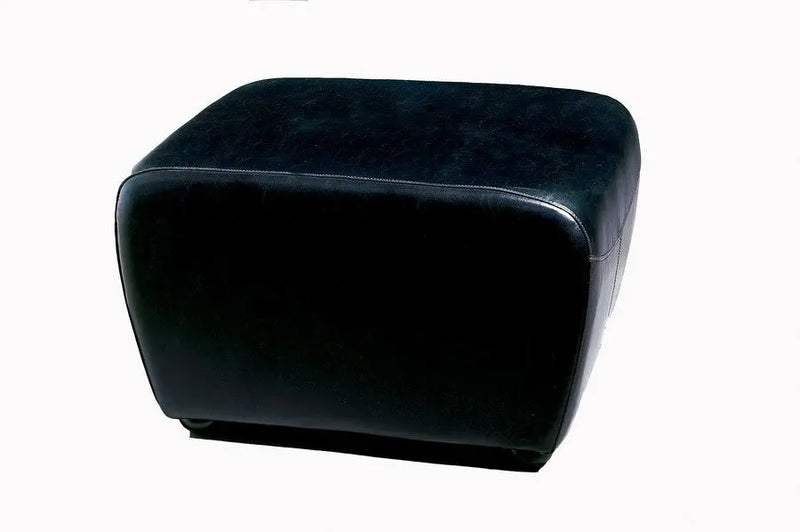 Julian Black Leather Ottoman w/Rounded Sides iHome Studio
