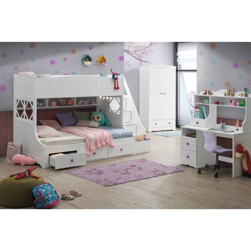 Julian Twin/Full Bunk Bed w/Storage, White iHome Studio