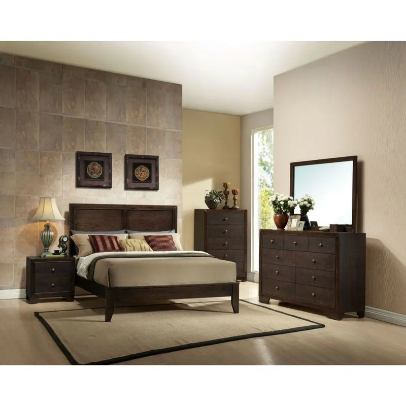 Kailey King Bed w/Tapered Legs, Espresso iHome Studio