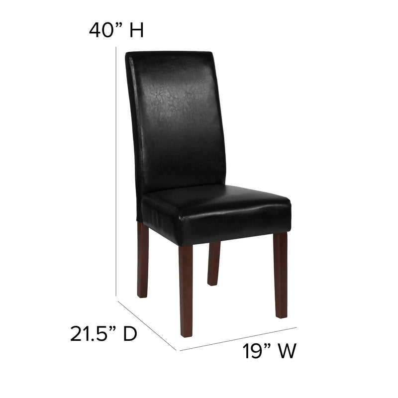 Katherine Black Faux Leather Upholstered Panel Back Parsons Dining Chair iHome Studio