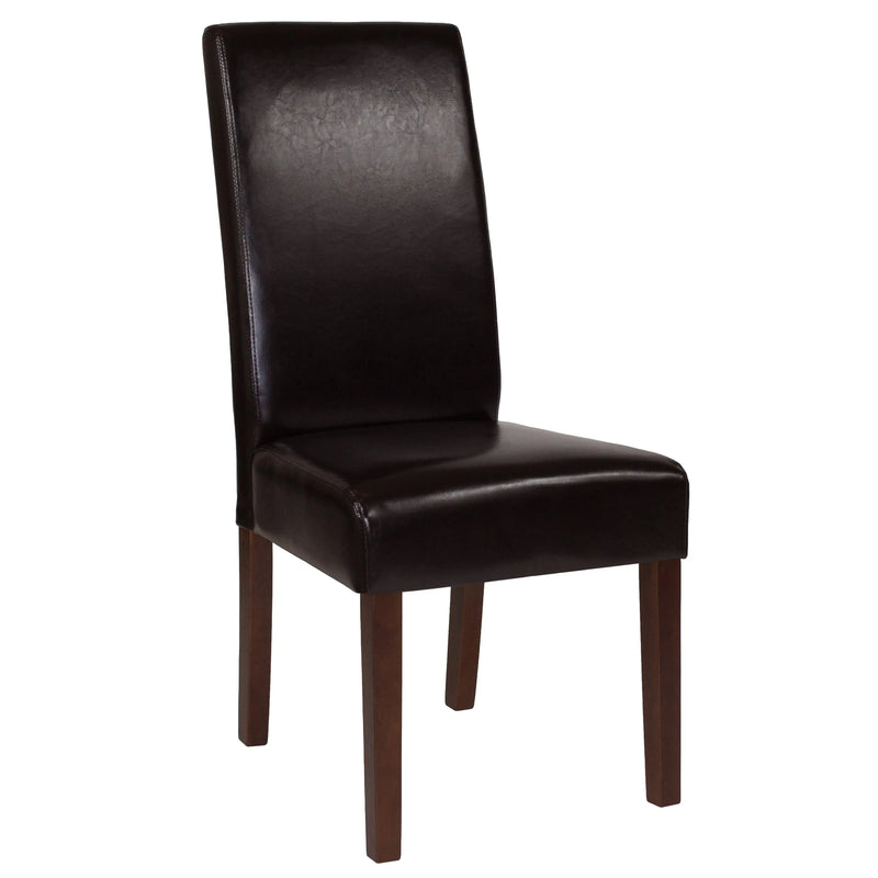 Katherine Brown Faux Leather Upholstered Panel Back Parsons Dining Chair iHome Studio