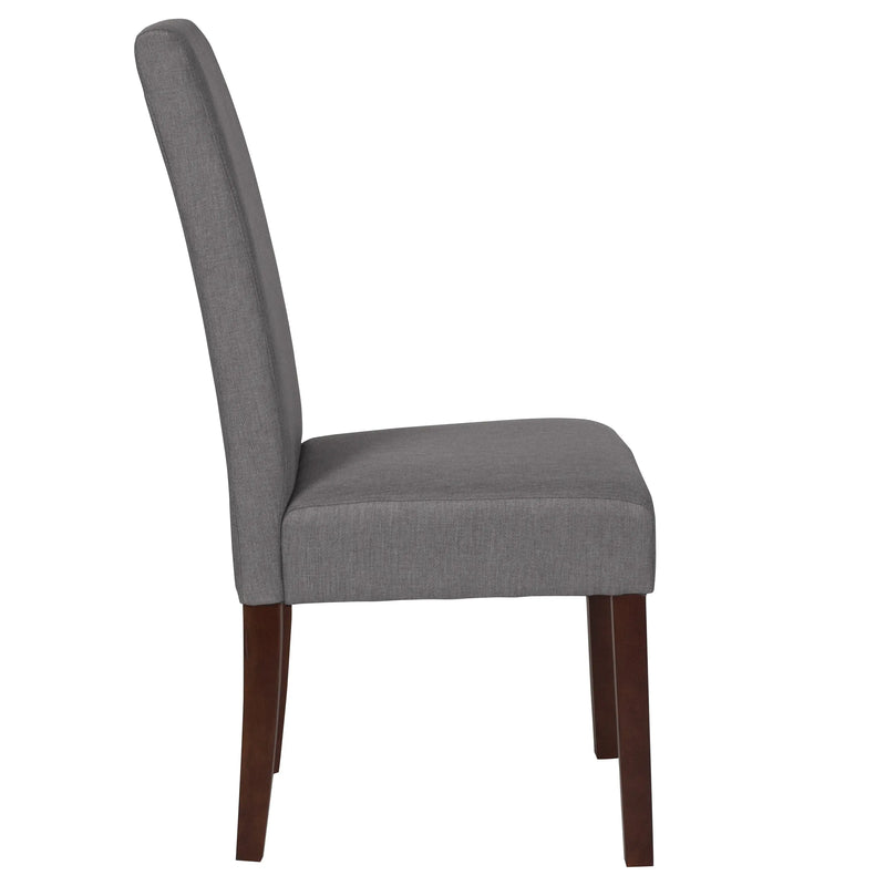 Katherine Light Gray Fabric Upholstered Panel Back Parsons Dining Chair iHome Studio
