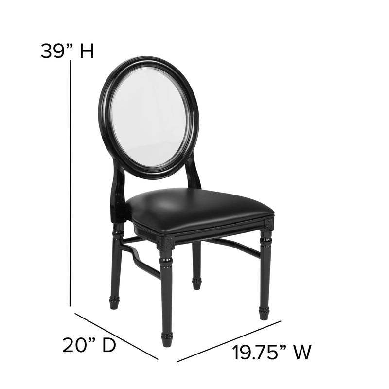 Katy Louis Chair with Transparent Back, Black Vinyl Seat and Black Frame iHome Studio