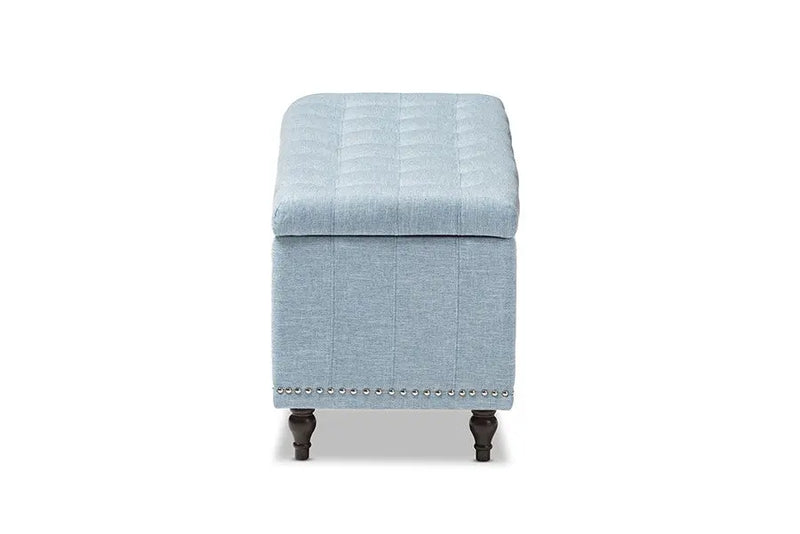 Kaylee Light Blue Fabric Upholstered Button-Tufting Storage Ottoman Bench iHome Studio