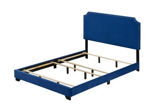 Kendra Queen Bed, Blue Fabric iHome Studio