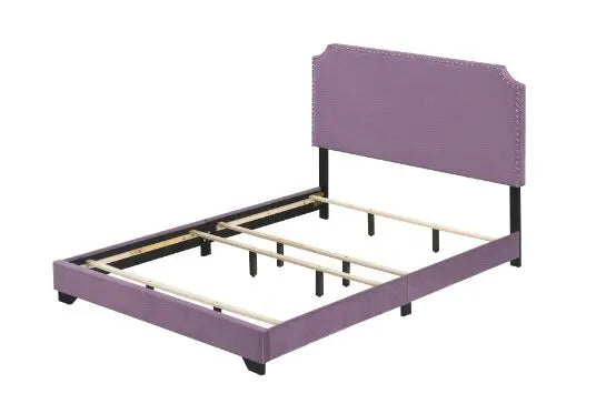 Kendra Queen Bed, Light Purple Fabric iHome Studio