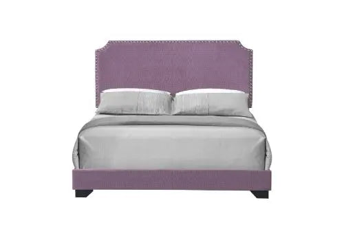 Kendra Queen Bed, Light Purple Fabric iHome Studio