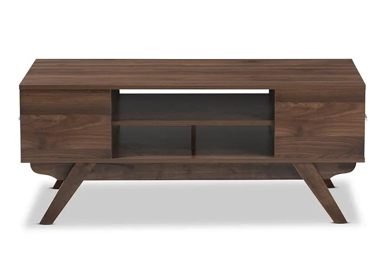 Kingston Walnut Brown Wood 2-Drawer Coffee Table iHome Studio