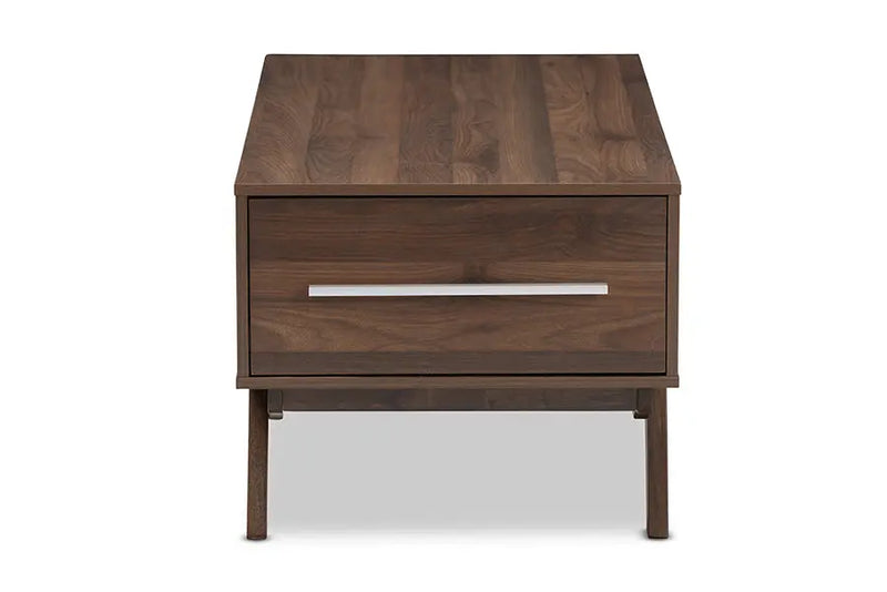 Kingston Walnut Brown Wood 2-Drawer Coffee Table iHome Studio