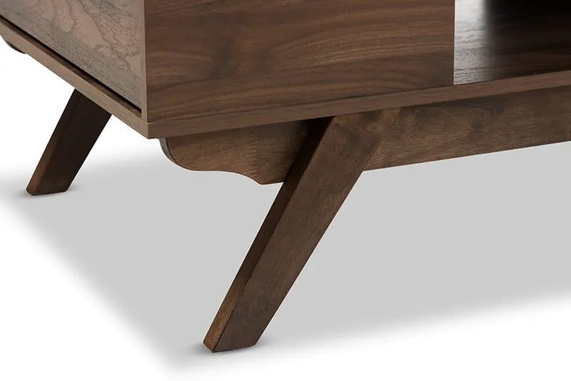 Kingston Walnut Brown Wood 2-Drawer Coffee Table iHome Studio