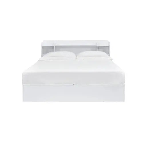 Knox Queen Bed w/Storage Headboard, White Finish iHome Studio