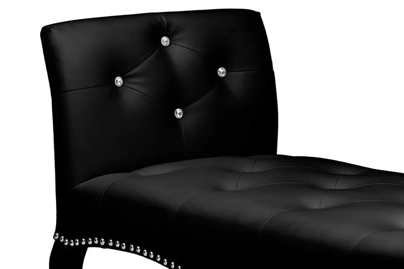 Kristy Black Faux Leather Classic Seating Bench iHome Studio