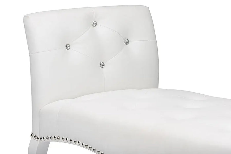 Kristy White Faux Leather Classic Seating Bench iHome Studio