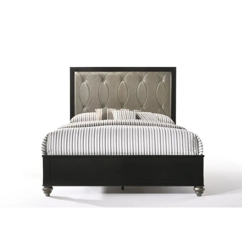 Kylo King Bed w/Padded Headboard, Copper & Black iHome Studio