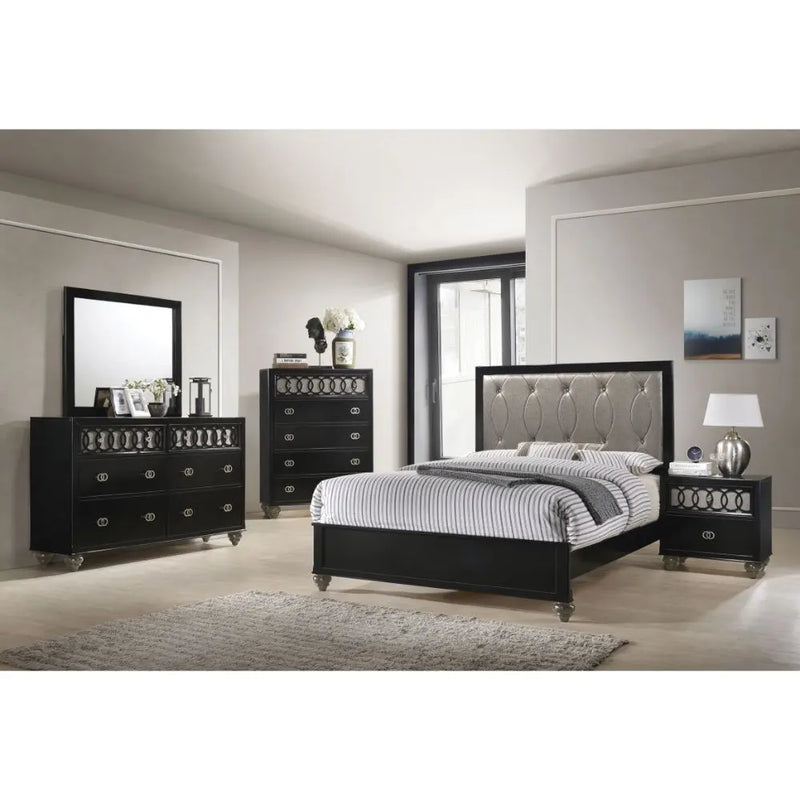 Kylo King Bed w/Padded Headboard, Copper & Black iHome Studio