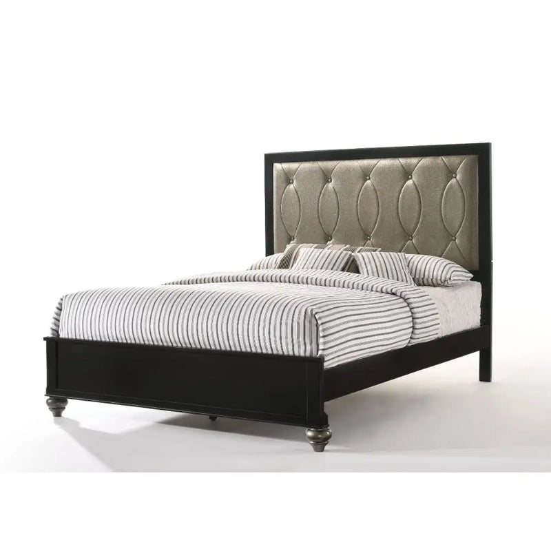 Kylo King Bed w/Padded Headboard, Copper & Black iHome Studio