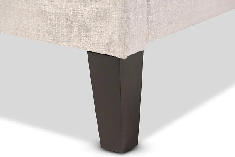 Lancashire Bed Beige Linen Fabric Upholstered Frame w/Tapered Legs (Full) iHome Studio