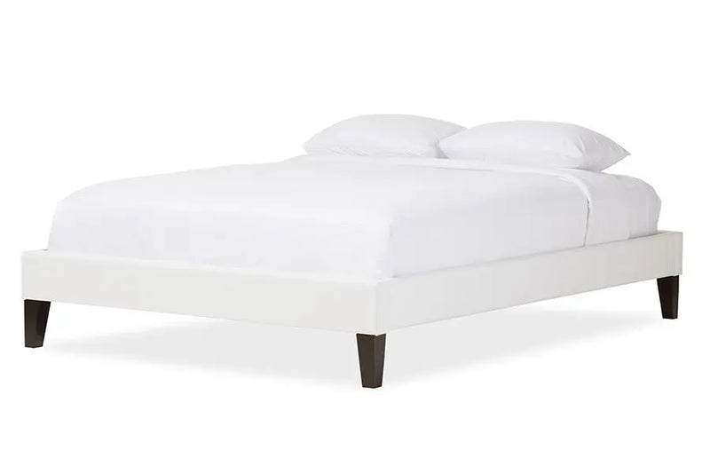 Lancashire Bed White Faux Leather Upholstered Frame w/Tapered Legs (Full) iHome Studio