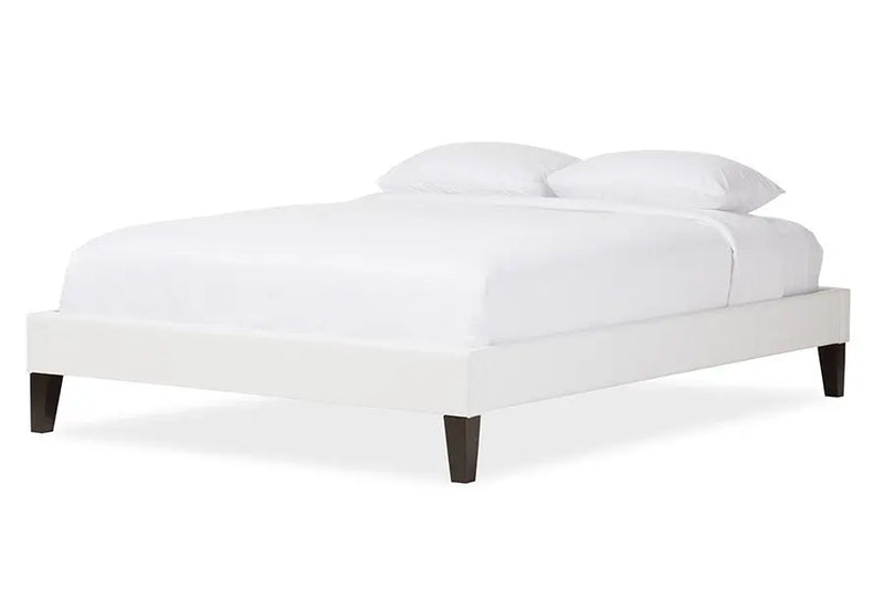 Lancashire Bed White Faux Leather Upholstered Frame w/Tapered Legs (King) iHome Studio