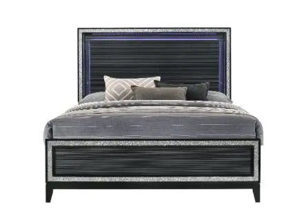 Laney King Bed, LED & Weathered Black Finish iHome Studio