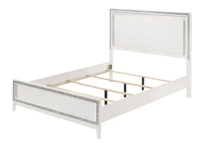 Laney King Bed, LED & White Finish iHome Studio