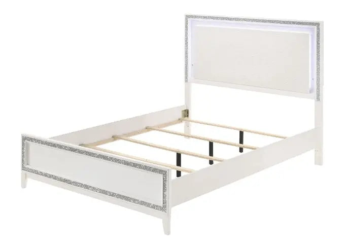 Laney King Bed, LED & White Finish iHome Studio