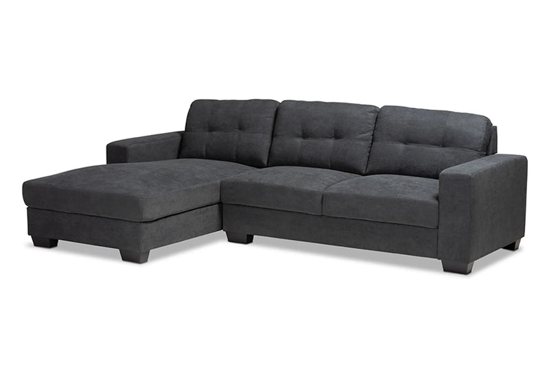 Langley Dark Grey Fabric Upholstered Sectional Sofa with Left Facing Chaise iHome Studio