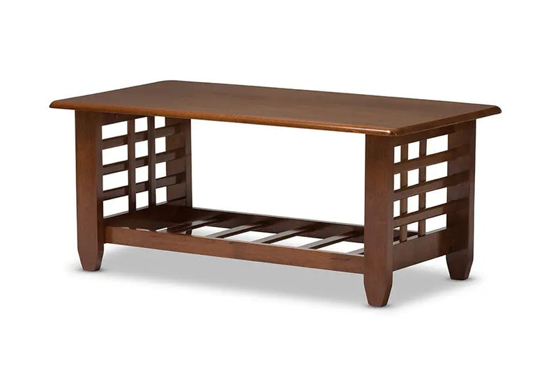 Larissa Mission Style Cherry Finished Brown Wood Living Room Occasional Coffee Table iHome Studio