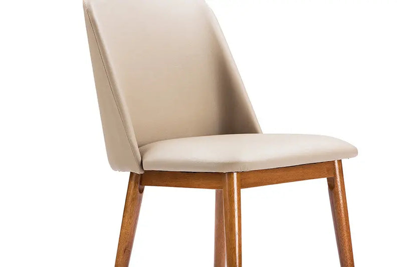 Lavin "Walnut" Light Brown/Beige Faux Leather Dining Chair - 2pcs iHome Studio