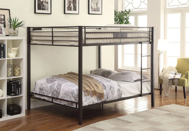 Layne Queen/Queen Metal Bunk Bed, Black iHome Studio