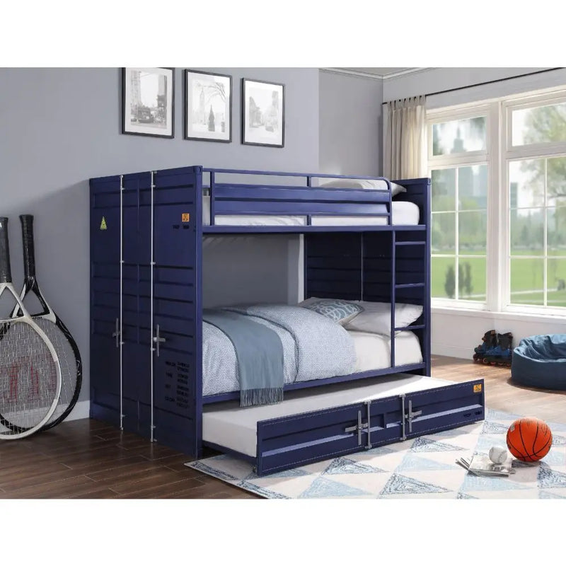 Lena Shipping Container Style Full Bunk Bed, Blue iHome Studio
