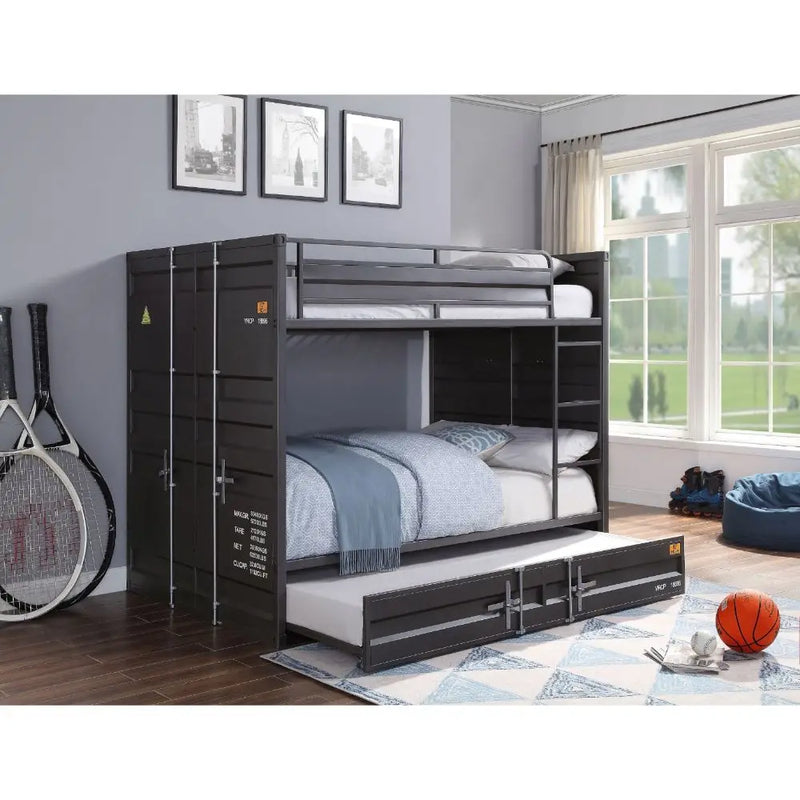 Lena Shipping Container Style Full Bunk Bed, Gunmetal iHome Studio