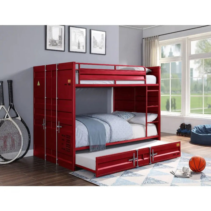 Lena Shipping Container Style Full Bunk Bed, Red iHome Studio