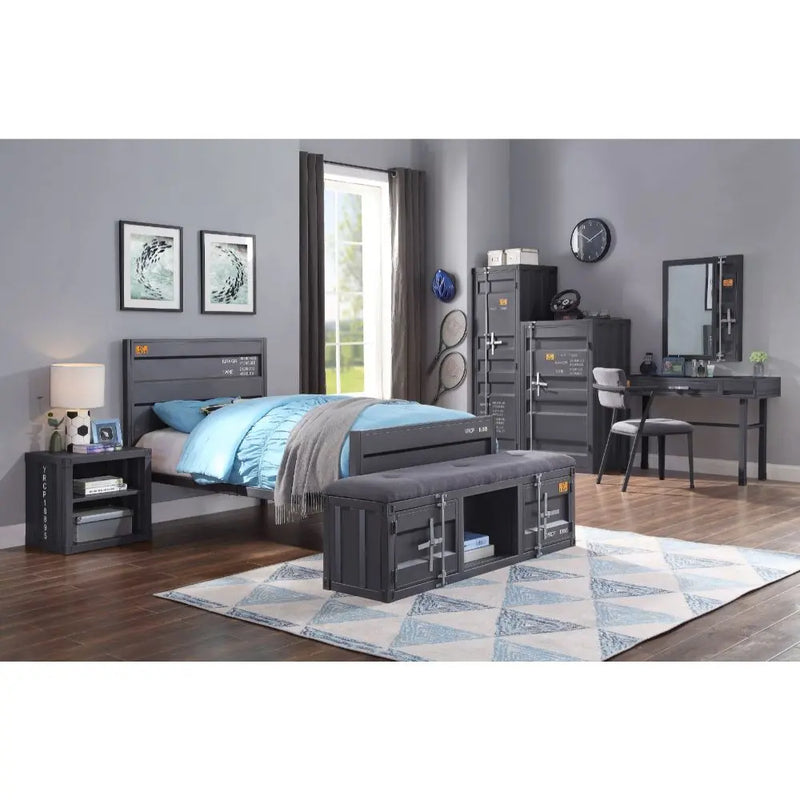 Lena Shipping Container Style Twin Bed, Gunmetal iHome Studio