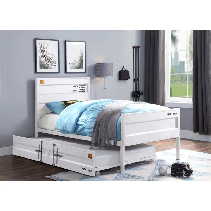 Lena Shipping Container Style Twin Bed, White iHome Studio