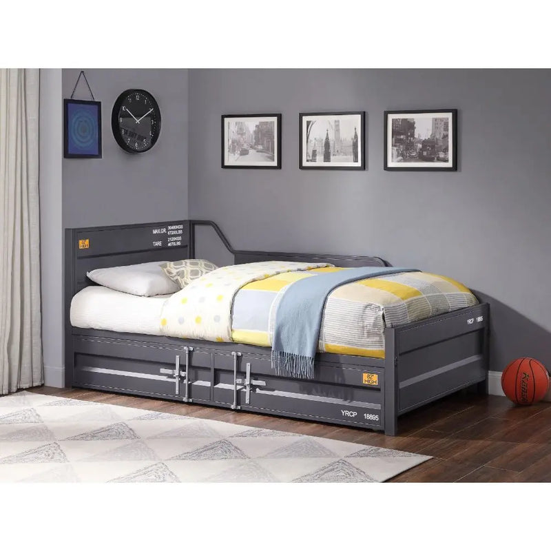 Lena Shipping Container Style Twin Daybed w/Trundle, Gunmetal iHome Studio