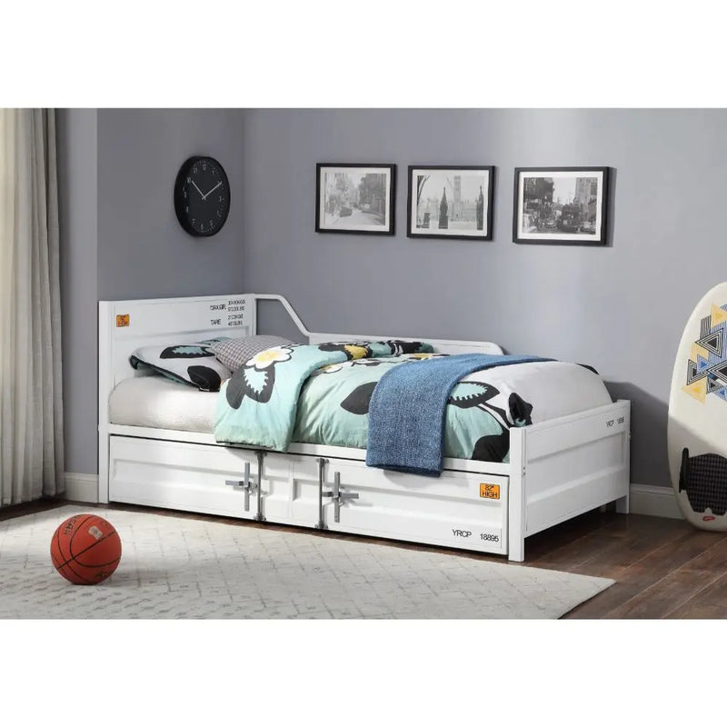 Lena Shipping Container Style Twin Daybed w/Trundle, White iHome Studio