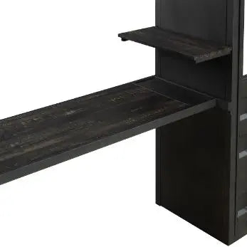 Lena Shipping Container Style Twin Loft Bed, Gunmetal Finished w/Wardrobe iHome Studio