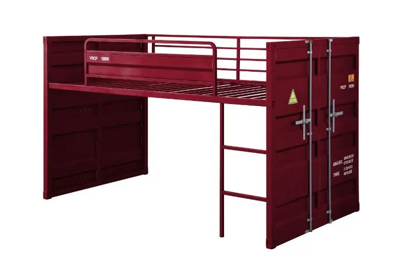 Lena Shipping Container Style Twin Loft Bed, Red iHome Studio