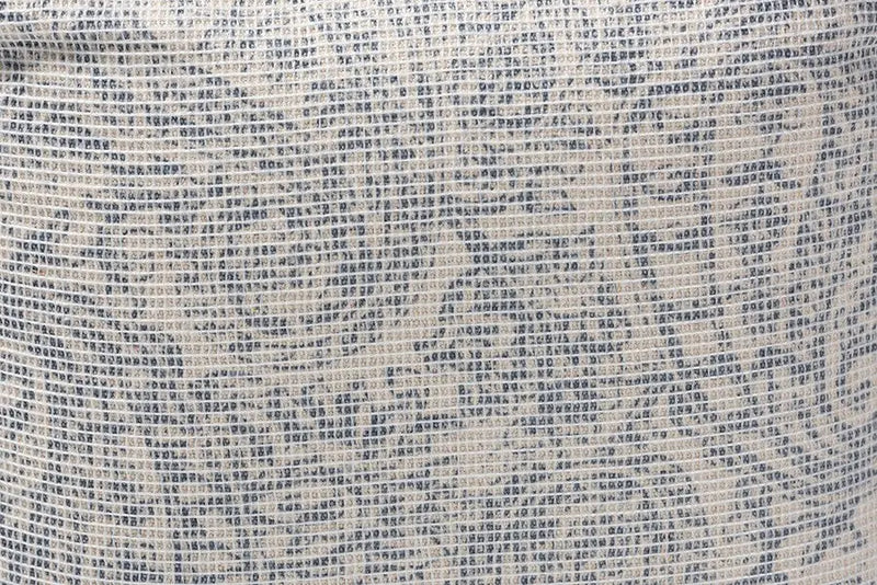 Leo Ivory and Blue Handwoven Cotton Paisley Pouf Ottoman iHome Studio